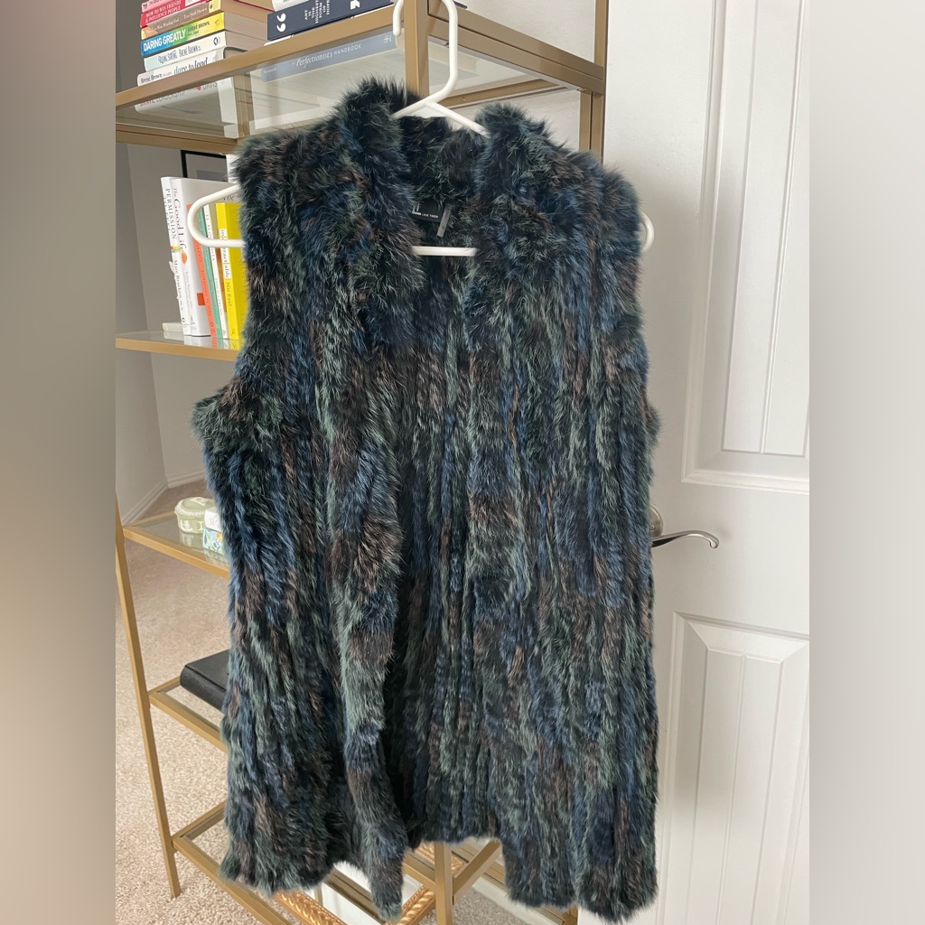 Love Token Multi-Colored Rabbit Fur Vest Size Small